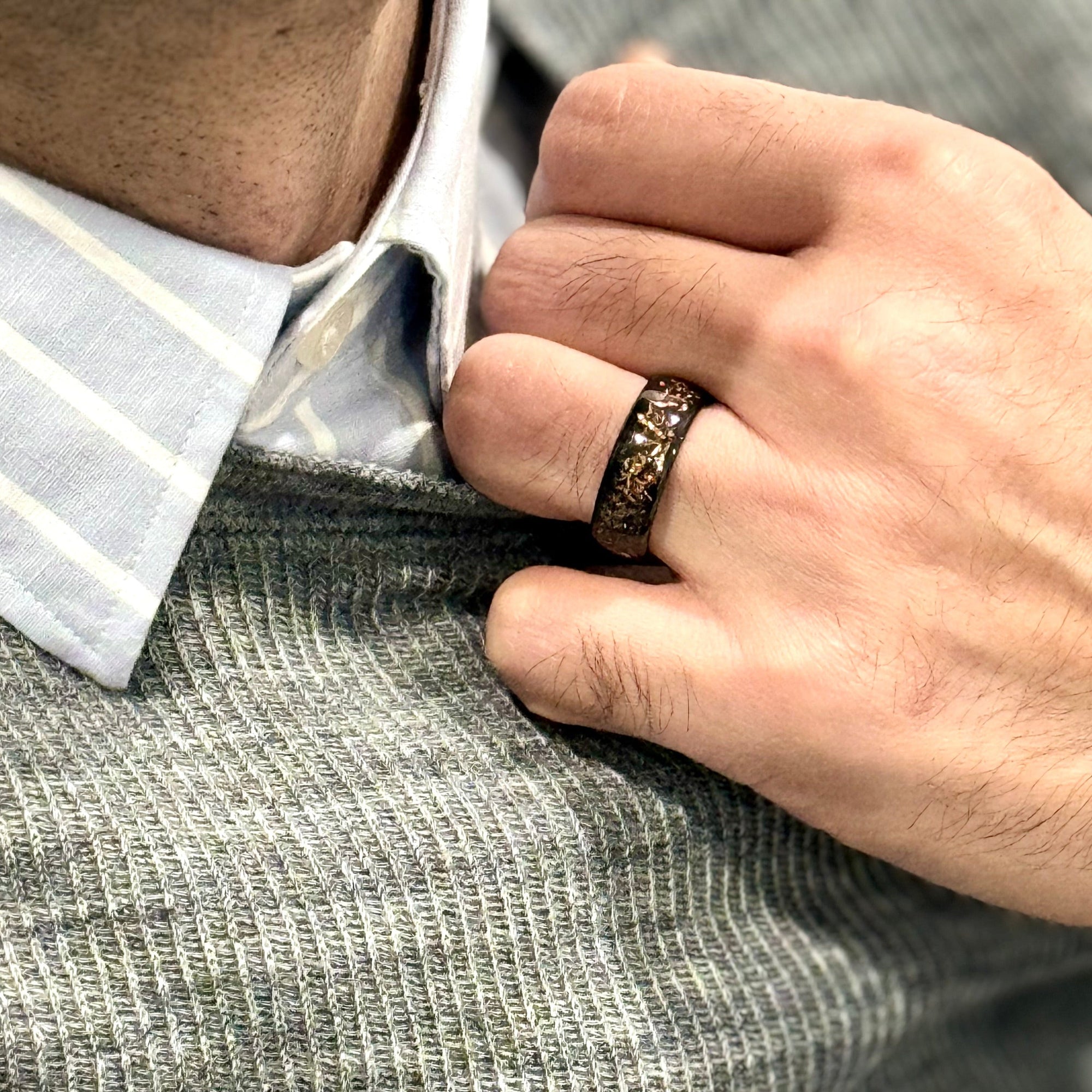 Mens Meteorite wedding Ring