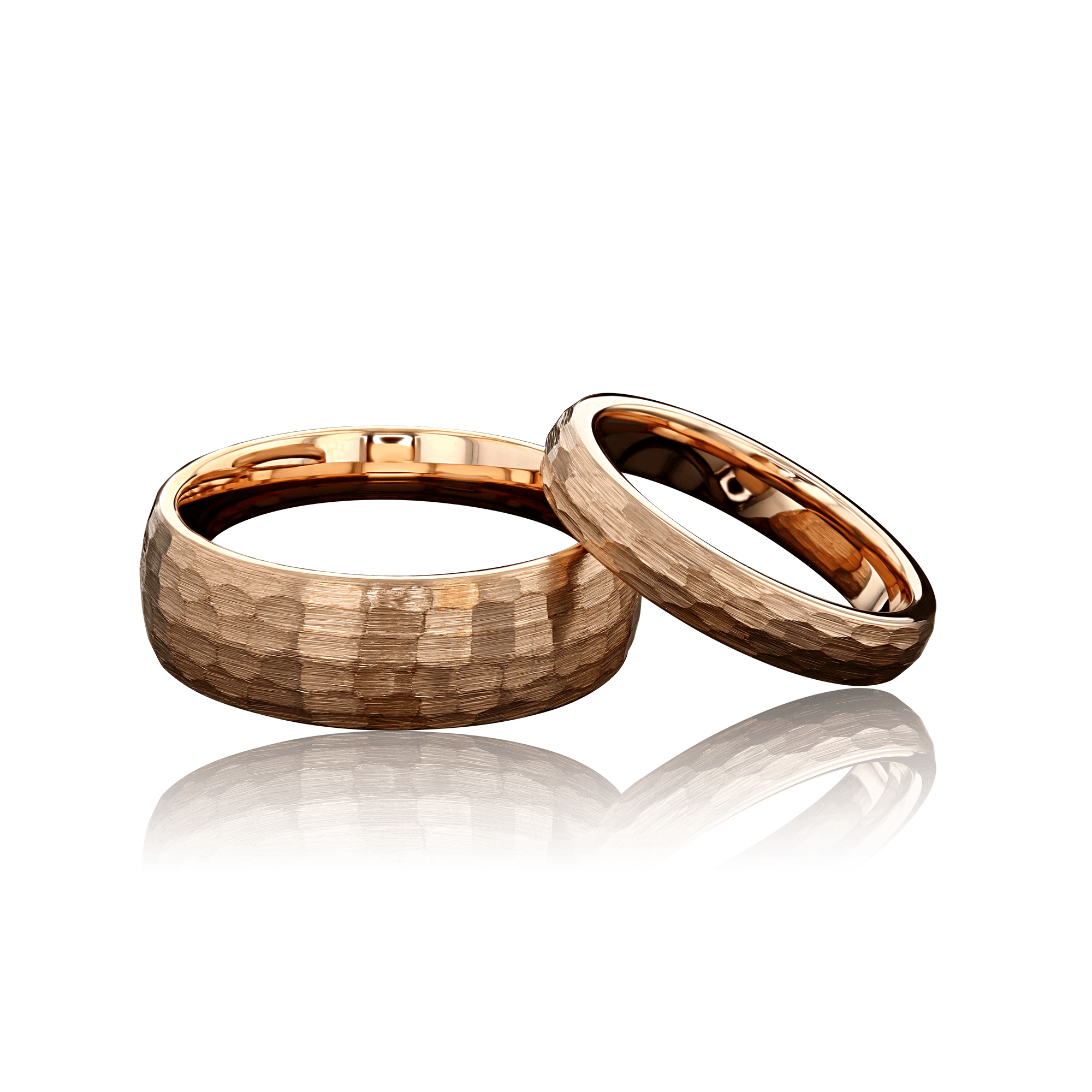 "BEDROCK " Tungsten Carbide Rose Gold Ring 8mm, 4mm w/ Hammered Design - Pristine Pieces By Amy