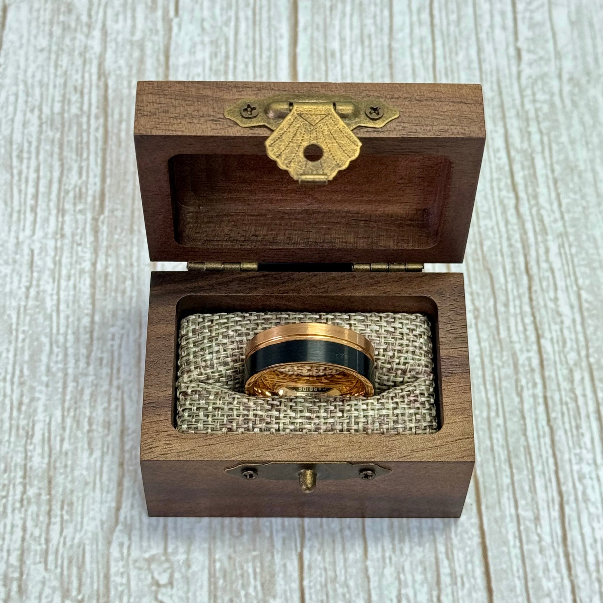 "DIVERGENT" Tungsten Carbide Black Ring 6mm w/ Asymmetrical Rose Gold Line - Pristine Pieces By Amy