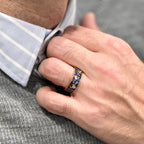 “PICASSO”Tungsten Carbide Gold Ring 8mm w/ Meteorite, Sandstone and Gold Leaf