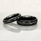 STARDUST" Black Tungsten Ring with Meteorite Dust & Silver Specs