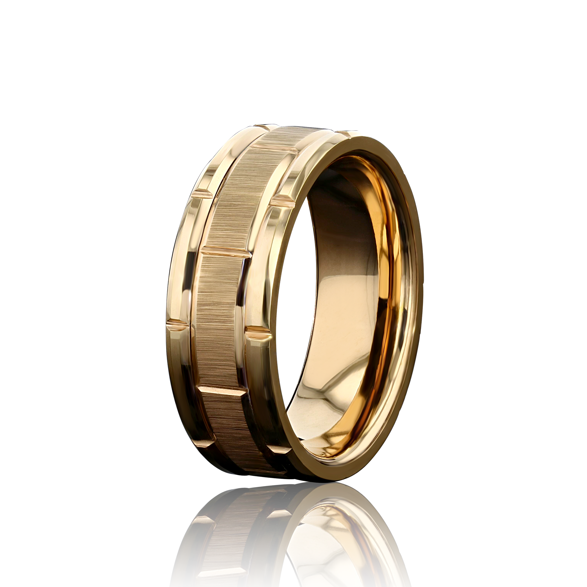 “BISHOP” Tungsten Carbide Rose Gold Ring 8mm w/ Checkered Pattern