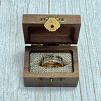 “CELESTIAL” Tungsten Carbide Rose Gold Ring 8mm w/ Meteorite and Aquamarine