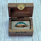 “IRIDESCENCE” Tungsten Carbide Rose Gold Ring 8mm w/ Blue-Green Opal