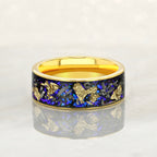 “PICASSO”Tungsten Carbide Gold Ring 8mm w/ Meteorite, Sandstone and Gold Leaf