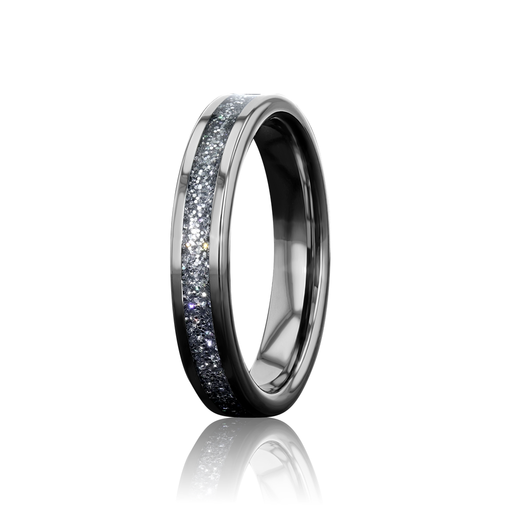 “ELYSIAN”  Tungsten Carbide Silver Ring 4mm Eternity Band w/ Cubic Zirconia