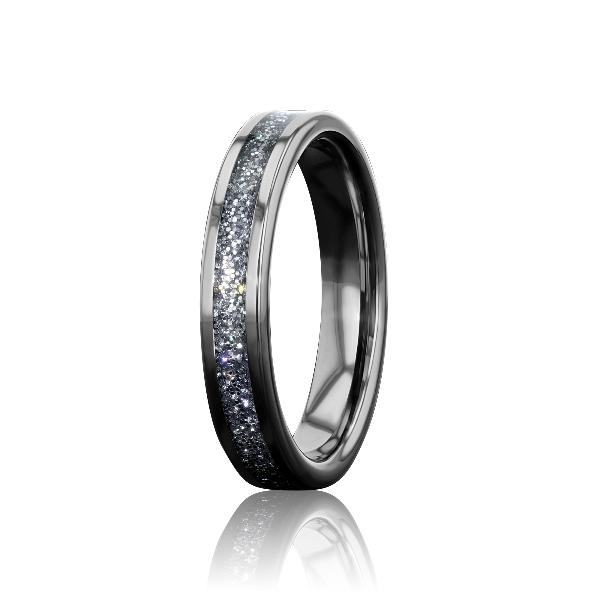 “ELYSIAN”  Tungsten Carbide Silver Ring 4mm Eternity Band w/ Cubic Zirconia