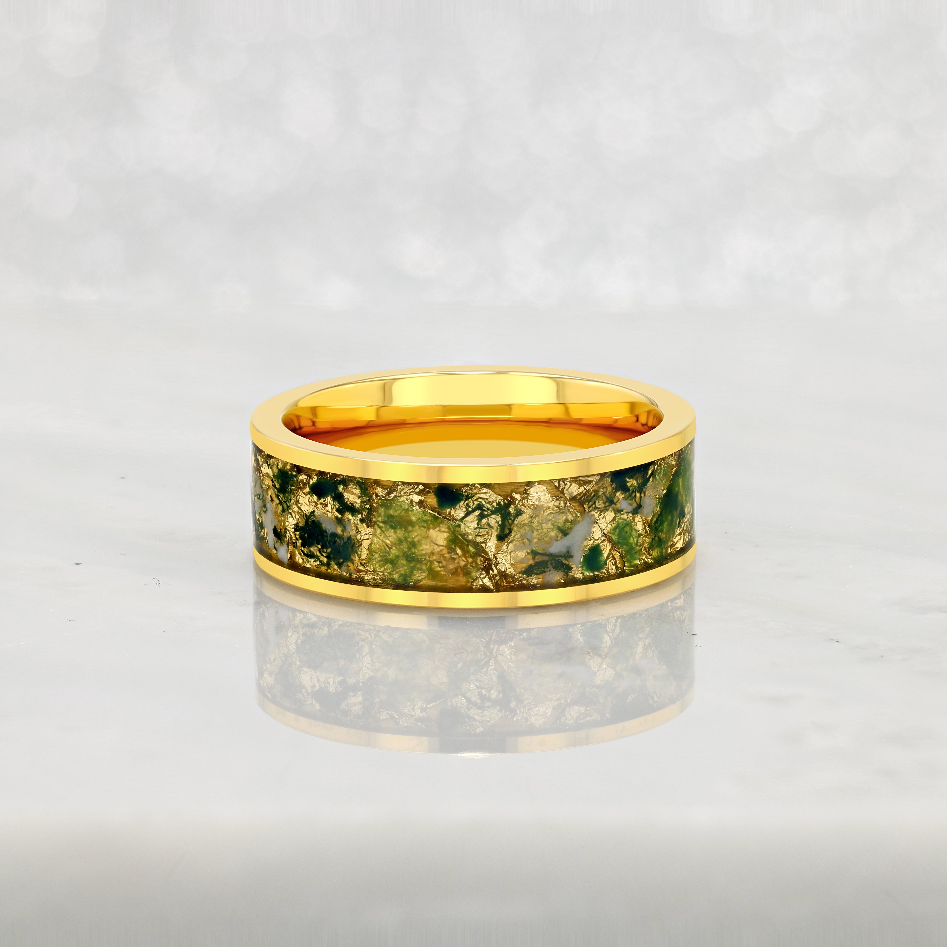 Loki” Agate Sea Moss Jewelry, Gold Flakes, 18K Gold Plated
