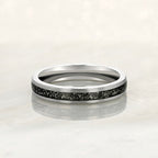Starlight" Tungsten Carbide Silver Ring with Crushed Meteorite