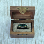 "TETHER"  Tungsten Carbide Black Ring 8mm w/ Malachite and Gold Rope