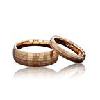 (Couples) "BEDROCK "  Tungsten Carbide Rose Gold Ring 8mm, 4mm w/ Hammered Design