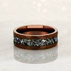“GLADIATOR” Tungsten Carbide Rose Gold Ring 8mm w/ Meteorite