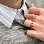 “MAJESTY” Tungsten Carbide Rose Gold Ring 6mm w/ Amethyst and Rose Gold Leaf