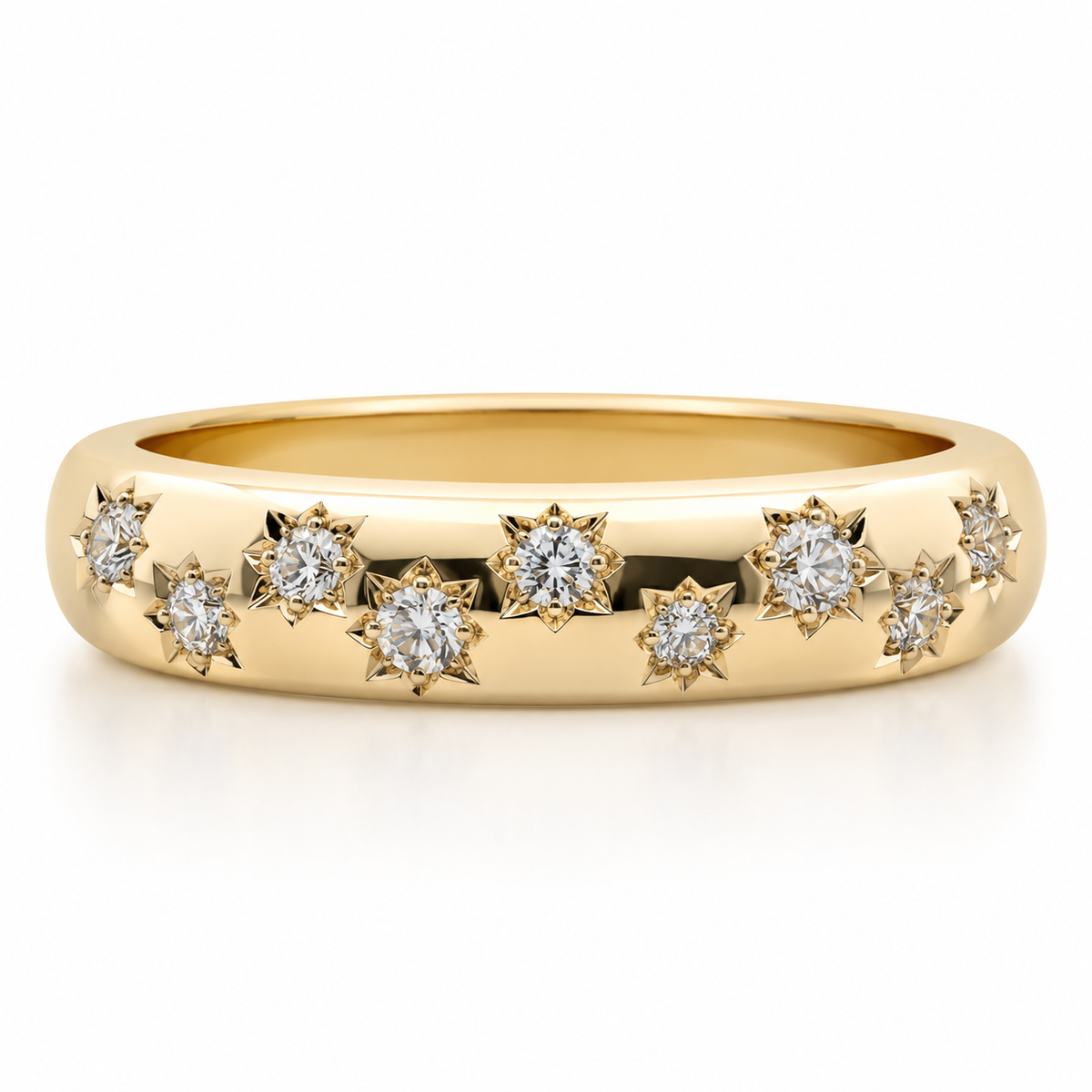 14K Yellow Gold and Diamond Star Ring
