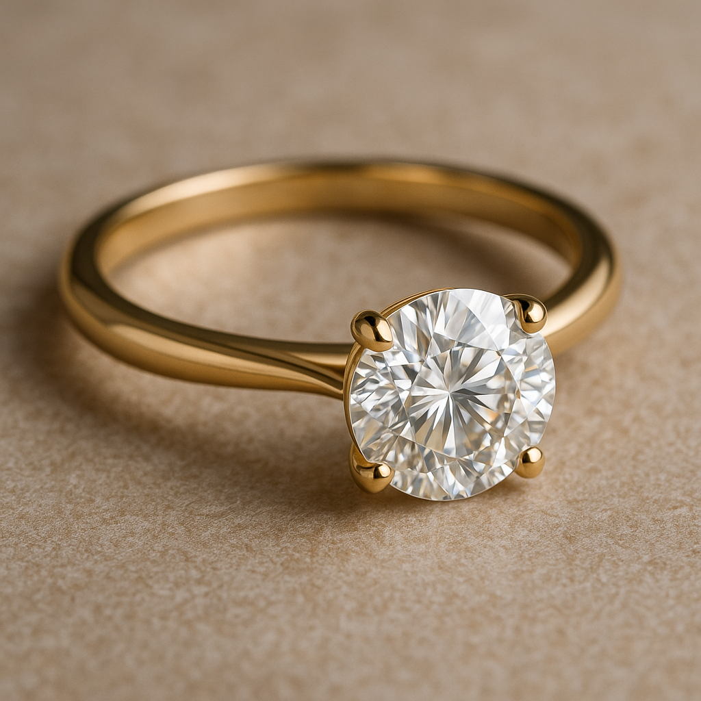 2.03 Carat Round Lab Diamond – 18K Yellow Gold 4-Prong Solitaire Ring