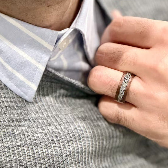 “GLADIATOR” Tungsten Carbide Rose Gold Ring 8mm w/ Meteorite