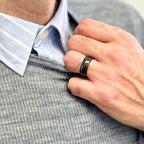 "TIMBER" Tungsten Carbide Black Ring 8mm w/ Black Dyed Koa Wood