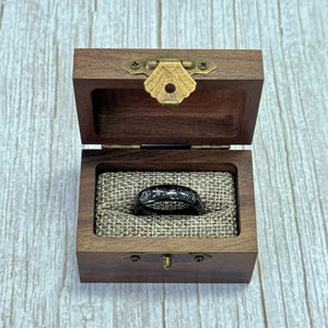 (Couples) "STARDUST"  Tungsten Carbide Black Ring 8mm, 6mm, 4mm w/ Meteorite Dust and Silver Specs