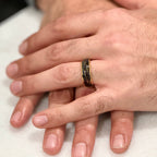 "STARDUST" Tungsten Carbide Gold Ring 8mm, 6mm w/ Meteorite Dust and Gold Specs