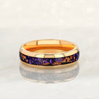 “MAJESTY” Tungsten Carbide Rose Gold Ring 6mm w/ Amethyst and Rose Gold Leaf