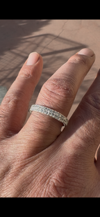Pure silver and lab diamonds, two row eternity