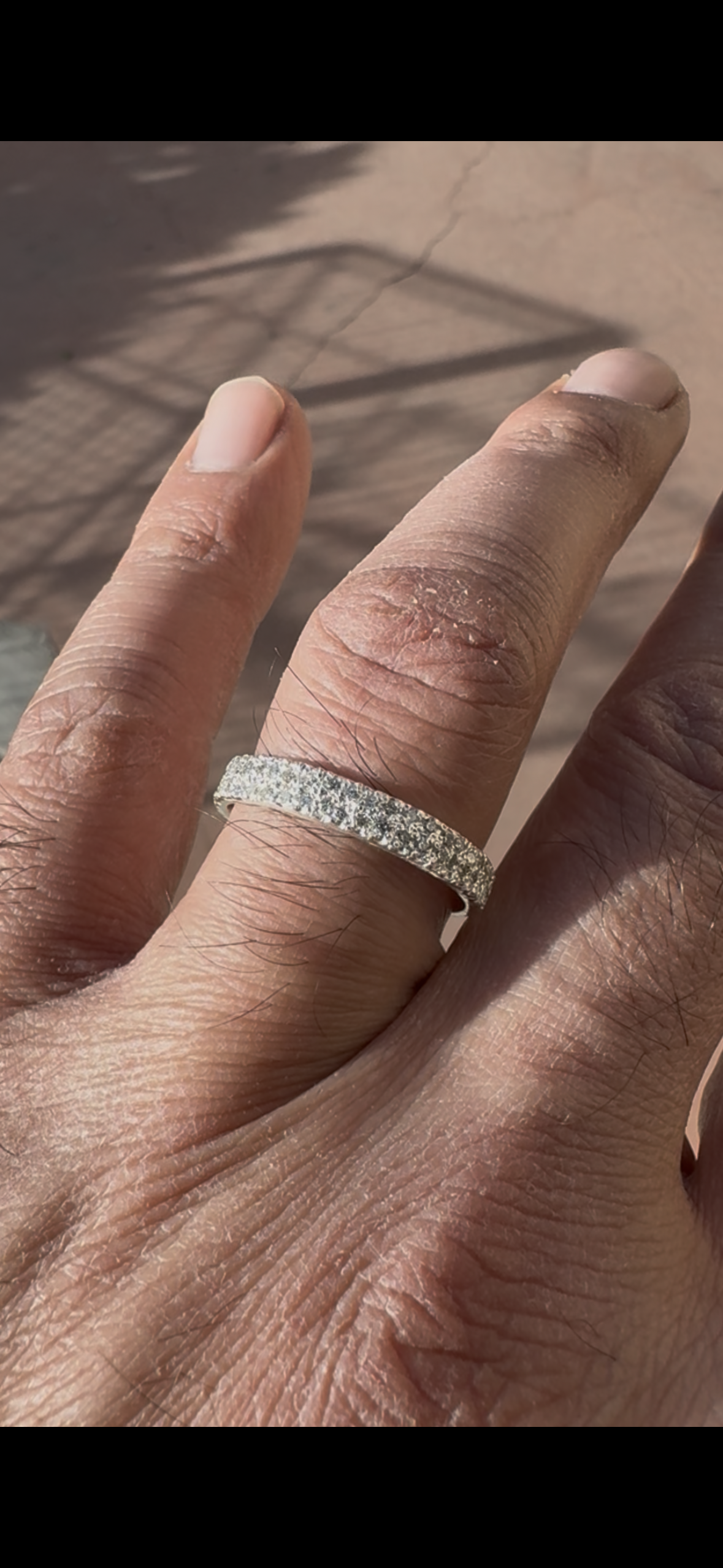 Pure silver and lab diamonds, two row eternity