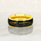 "STARDUST" Tungsten Carbide Gold Ring 8mm, 6mm w/ Meteorite Dust and Gold Specs
