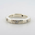 Hammered silver and lab diamond ring
