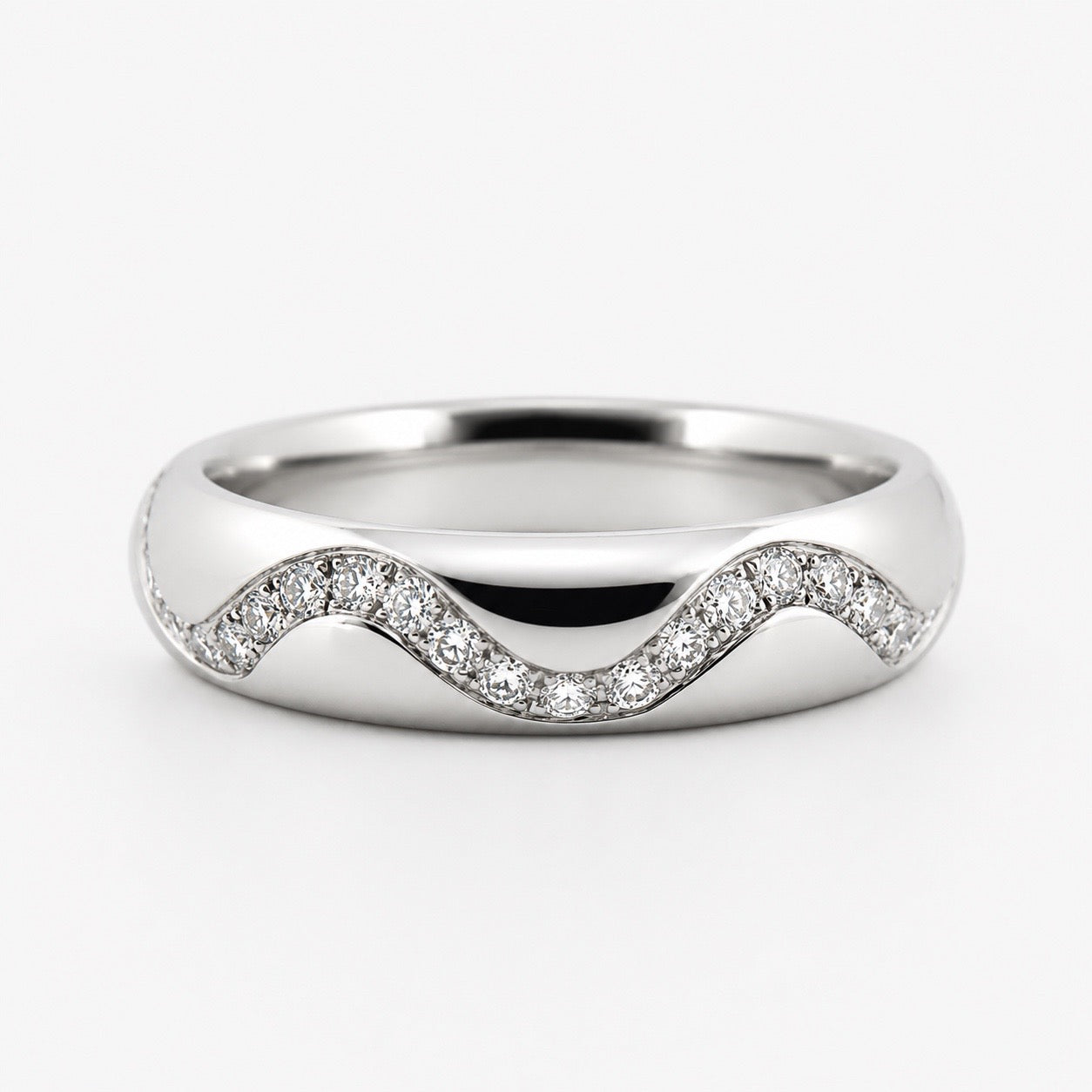 14K White Gold, Diamond Wave Eternity Ring