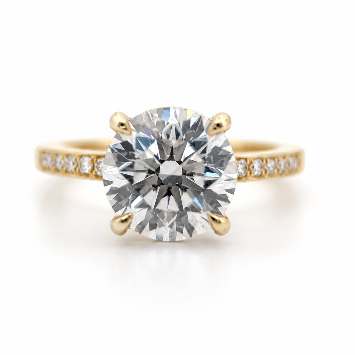 14K Yellow Gold and Diamond Ring. 3.01 Carat Center Stone
