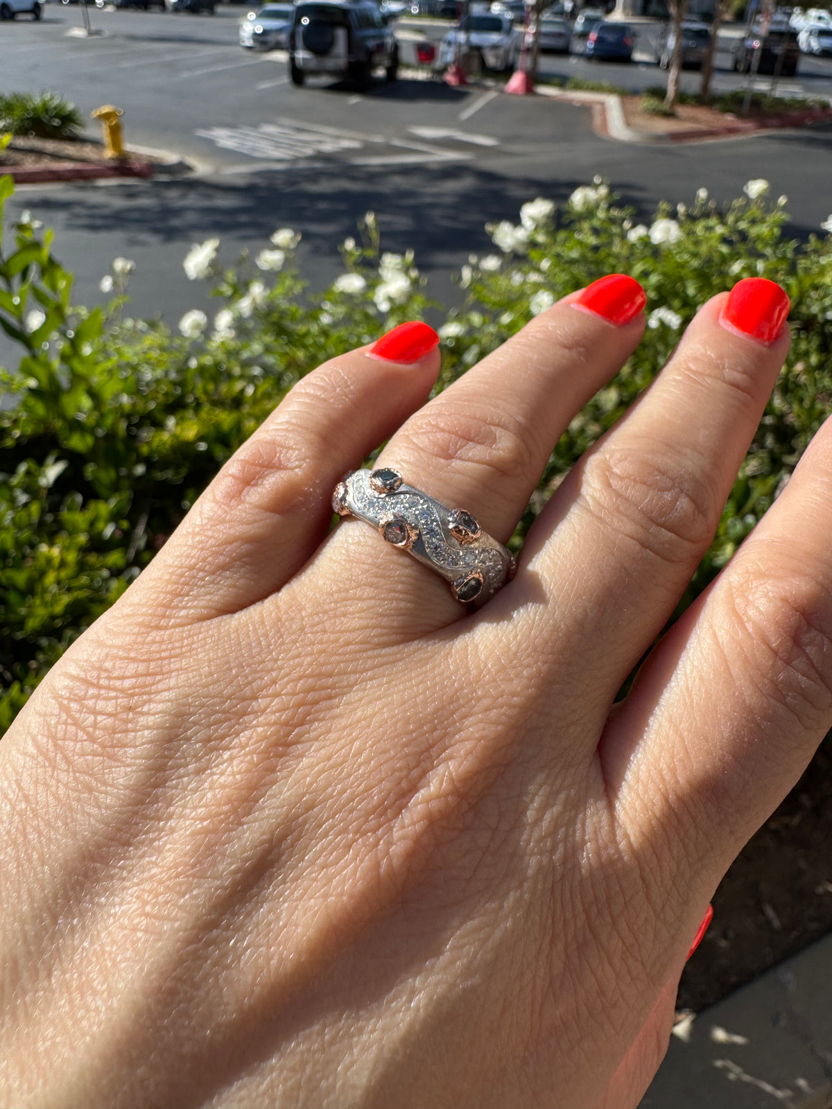 Custom Handmade Rose Gold, Silver and Multicolor Lab Diamonds