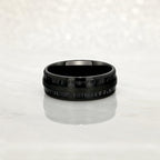 "TIMBER" Tungsten Carbide Black Ring 8mm w/ Black Dyed Koa Wood