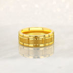 “BISHOP”  Tungsten Carbide Yellow Gold Ring 8mm w/ Checkered Pattern