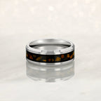 "AURORA" Tungsten Carbide Silver Ring 8mm w/ Tiger's Eye - Pristine Pieces By Amy