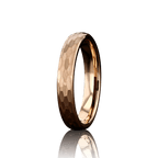 "BEDROCK " Tungsten Carbide Rose Gold Ring 4mm, 8mm w/ Hammered Design - Pristine Pieces By Amy