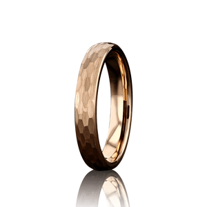 "BEDROCK " Tungsten Carbide Rose Gold Ring 4mm, 8mm w/ Hammered Design - Pristine Pieces By Amy