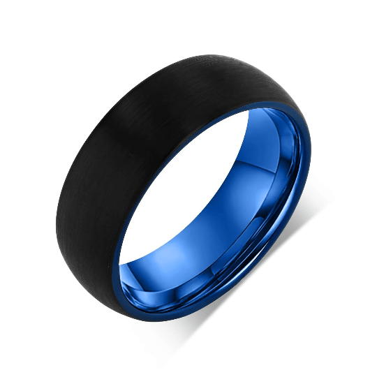 "CHROMATIC" Tungsten Carbide Black Ring 8mm w/ Blue Inside - Pristine Pieces By Amy