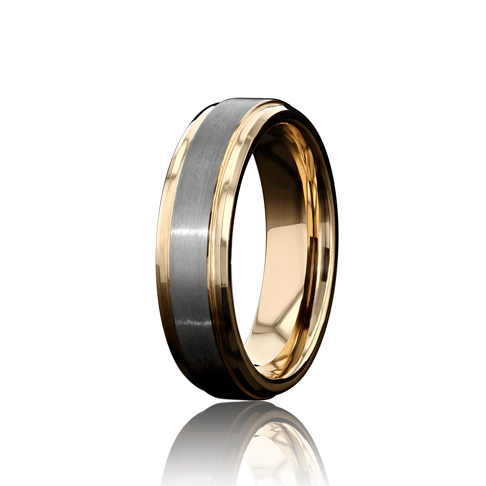 "CHROMATIC" Tungsten Carbide Rose Gold Ring 6mm, 8mm w/ Brushed Silver Middle - Pristine Pieces By Amy