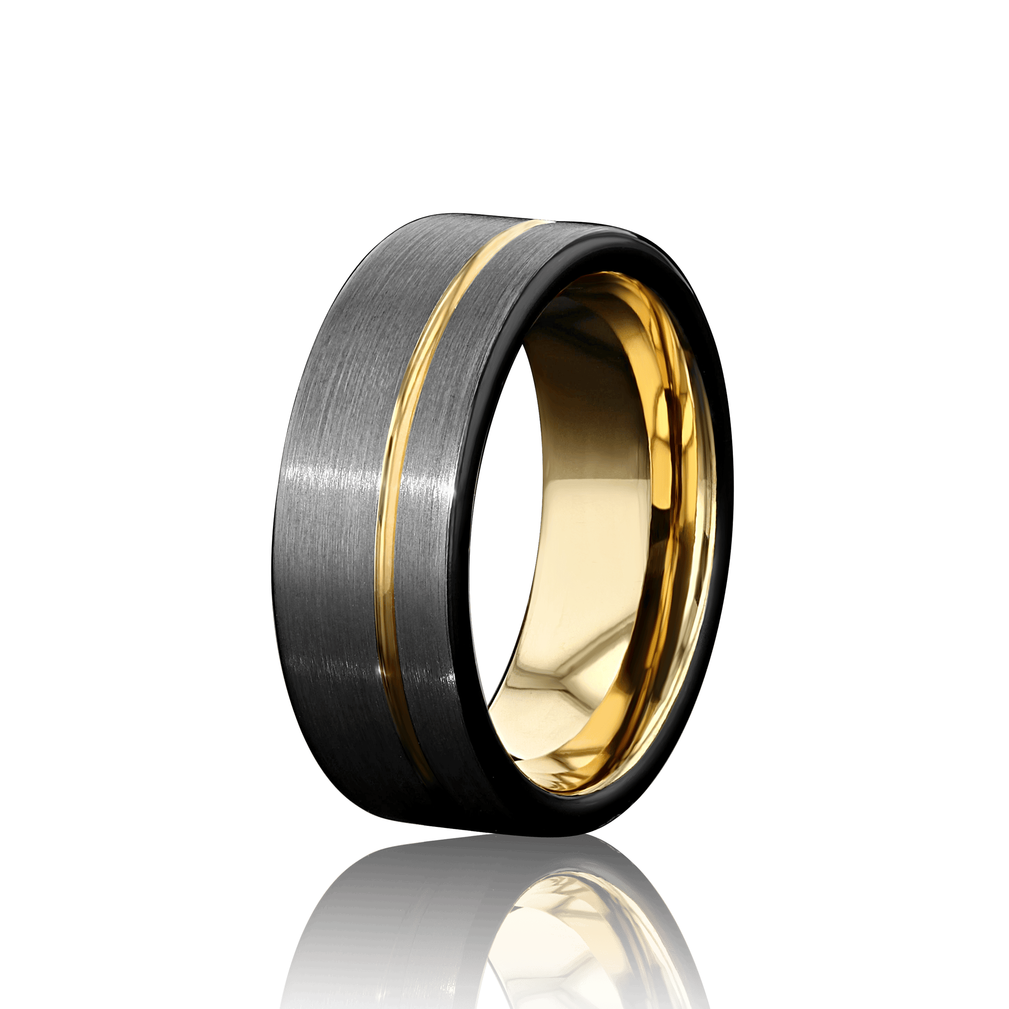 "DIVERGENT" Tungsten Carbide Brushed Silver 8mm w/ Asymmetrical Rose Gold Line - Pristine Pieces By Amy