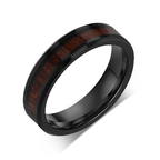 "ELEMENTAL"Tungsten Carbide Black Ring 6mm w/ Koa Wood - Pristine Pieces By Amy