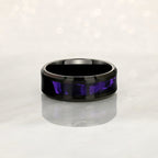 "ENIGMA" Tungsten Carbide Black Ring 8mm w/ Purple Agate - Pristine Pieces By Amy