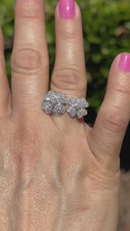 18K White Gold Diamond Flower Ring 1 Carat Natural Diamonds