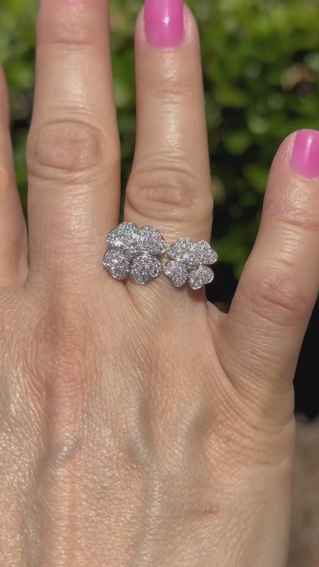 18K White Gold Diamond Flower Ring 1 Carat Natural Diamonds