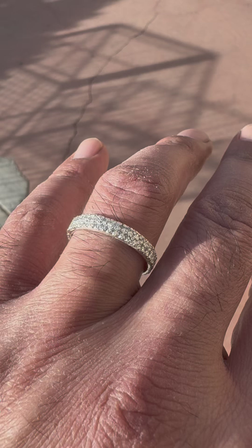 Pure silver and lab diamonds, two row eternity