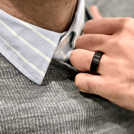 "PRISTINE" Tungsten Carbide Black Ring 8mm w/ Brushed Black Middle - Pristine Pieces By Amy