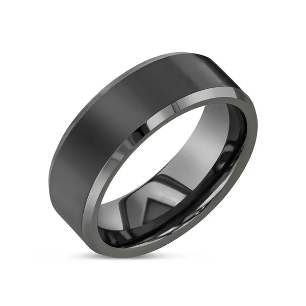 "PRISTINE" Tungsten Carbide Grey Ring 8mm w/ Gunmetal Tone - Pristine Pieces By Amy