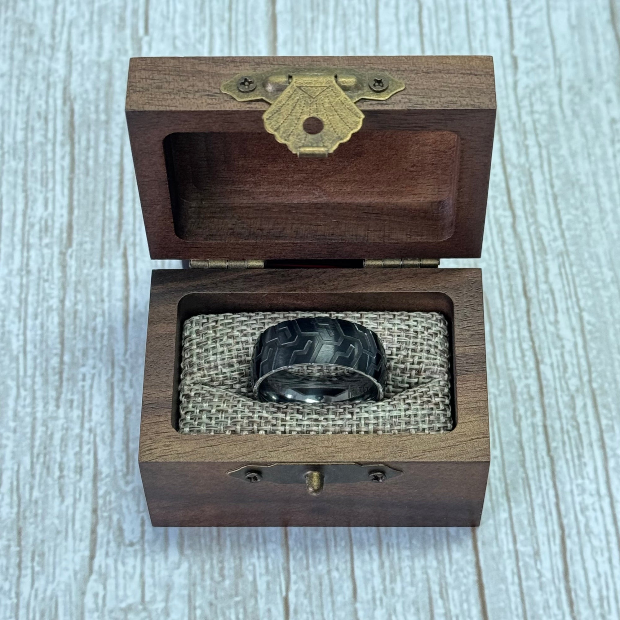 "REBEL"Tungsten Carbide Black Ring 8mm w/Tire Design - Pristine Pieces By Amy