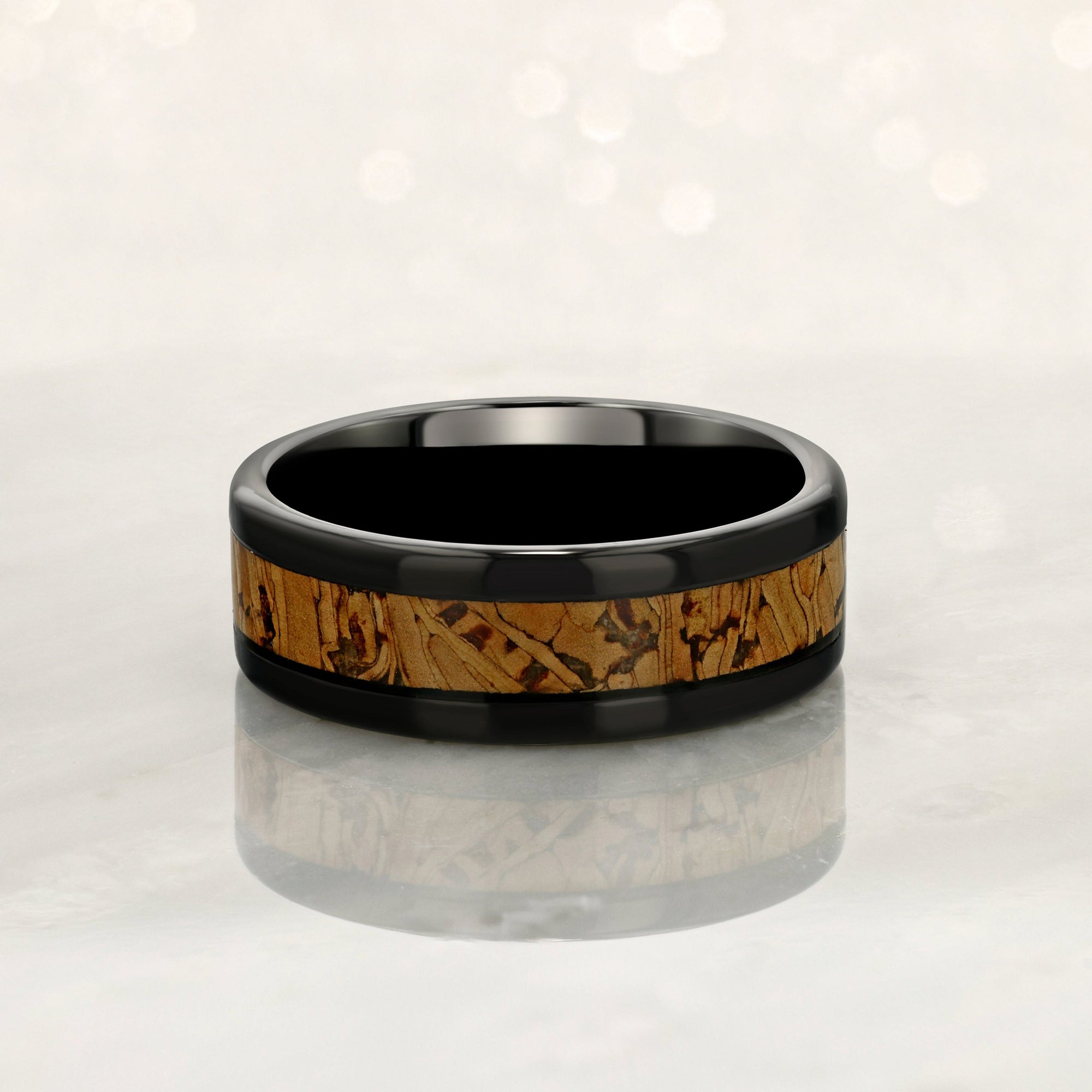 "SOMMELIER " Tungsten Carbide Black Ring 8mm w/ Cork - Pristine Pieces By Amy