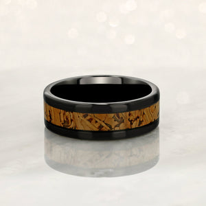 "SOMMELIER " Tungsten Carbide Black Ring 8mm w/ Cork - Pristine Pieces By Amy