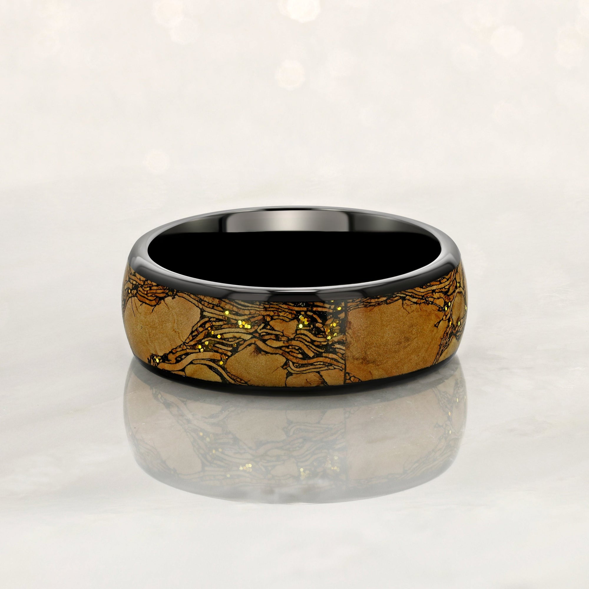 "SOMMELIER " Tungsten Carbide Black Ring 8mm w/ Cork - Pristine Pieces By Amy